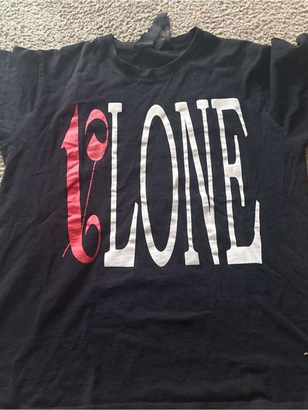 VLONE Black T-Shirt with White and Red Logo